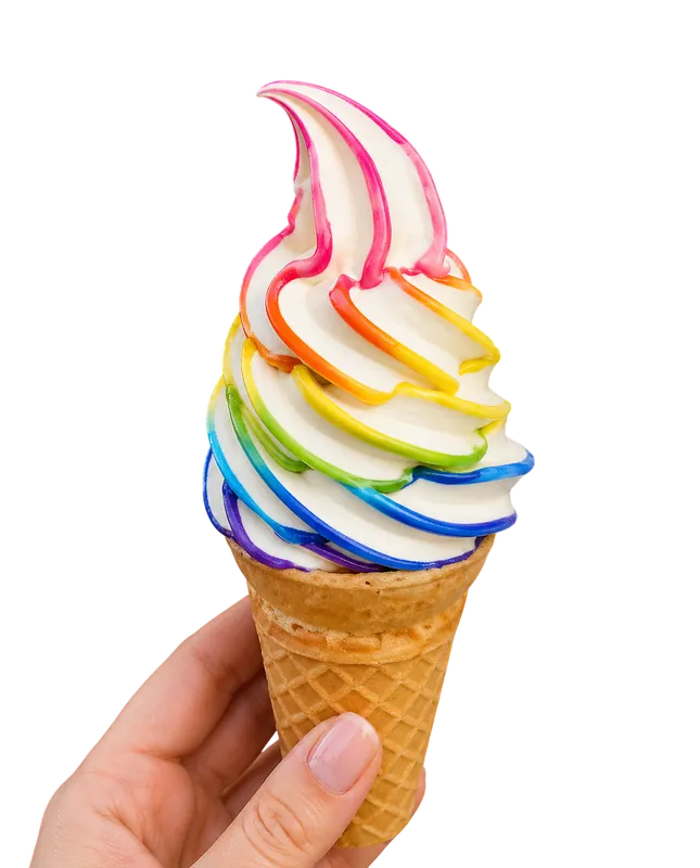 Rainbow flavor burst soft serve
